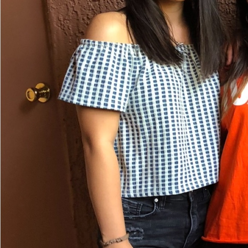 Zara gingham off the shoulder top